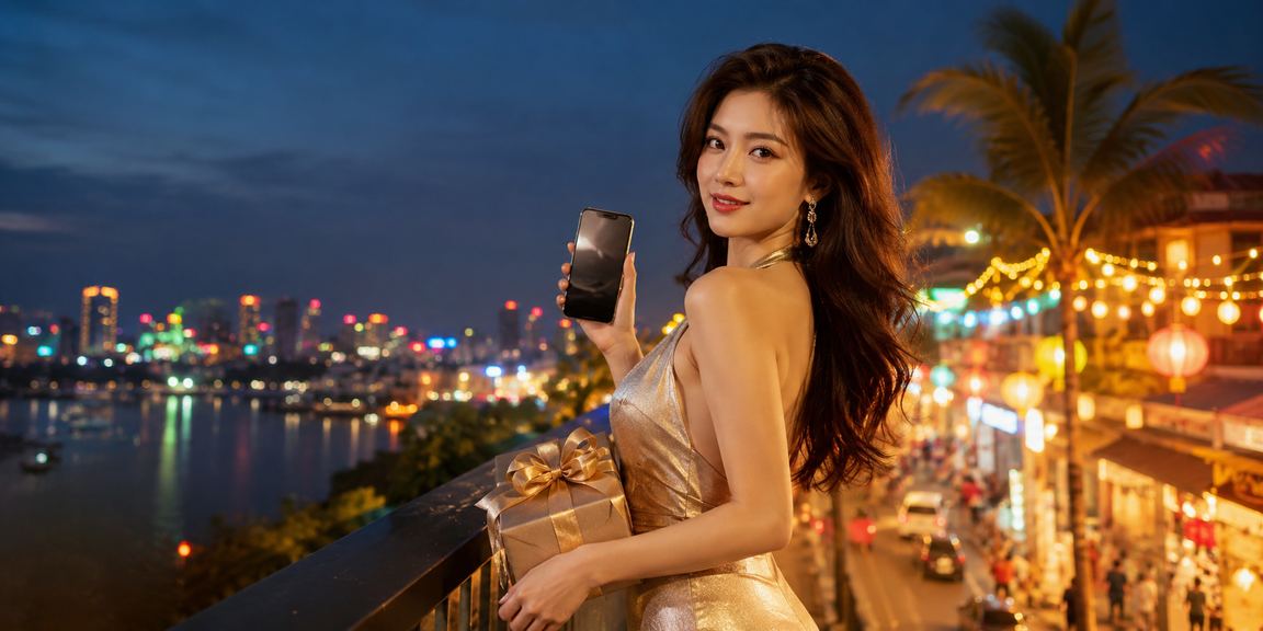 Người dùng Hà Nội truy cập nền tảng casino di động tại chợ đêm